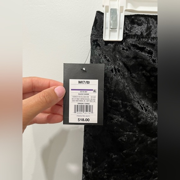 Art Class• Target Girls Velvet Black Pants Leggings Flare Lettuce Hem NWT M 7/8 - Picture 7 of 9